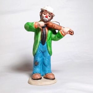 1984 Flambro Emmett Kelly Jr Sad Clown Playing Violin